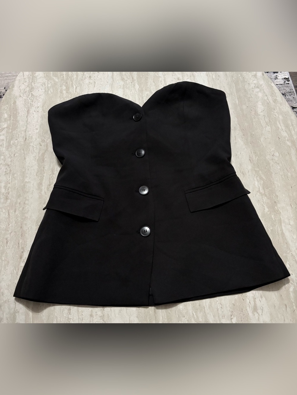 Commense Black Strapless Button-Front Blazer